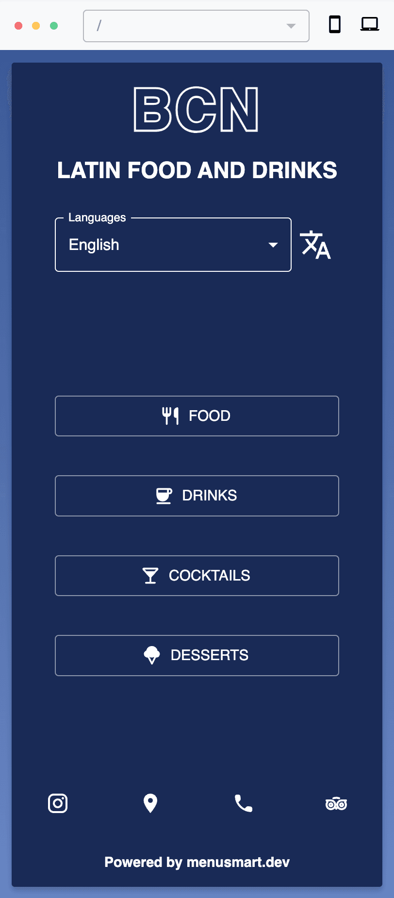 MenuSmart digital menu preview